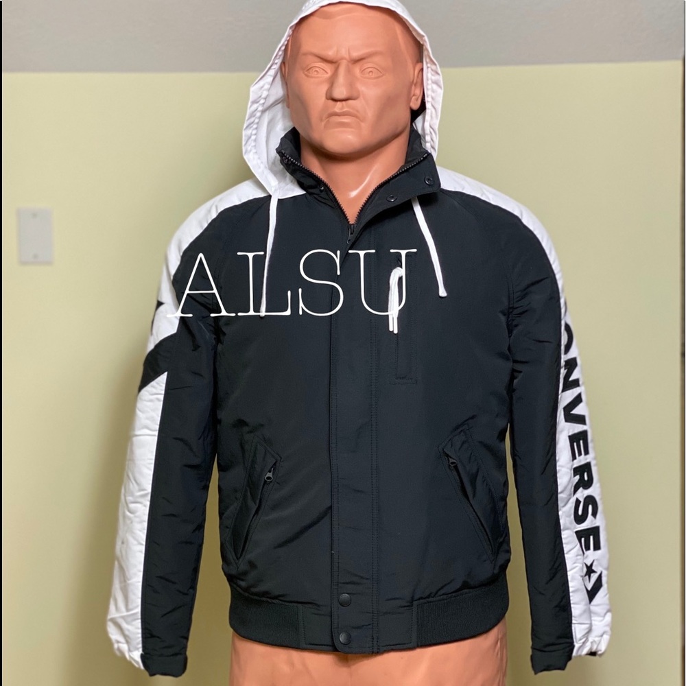 Converse Boat Men’s Jacket Black White - Picture 2 of 7